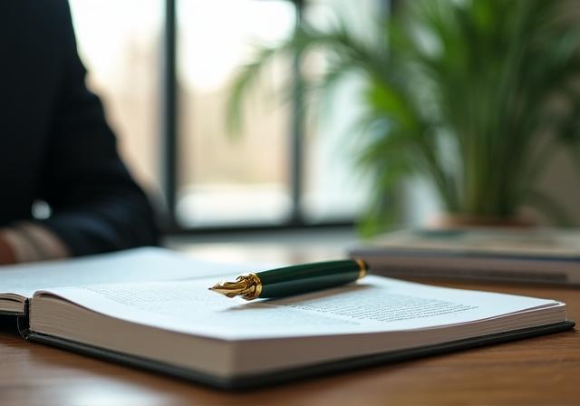 Meticulous legal consultation workspace with premium stationery